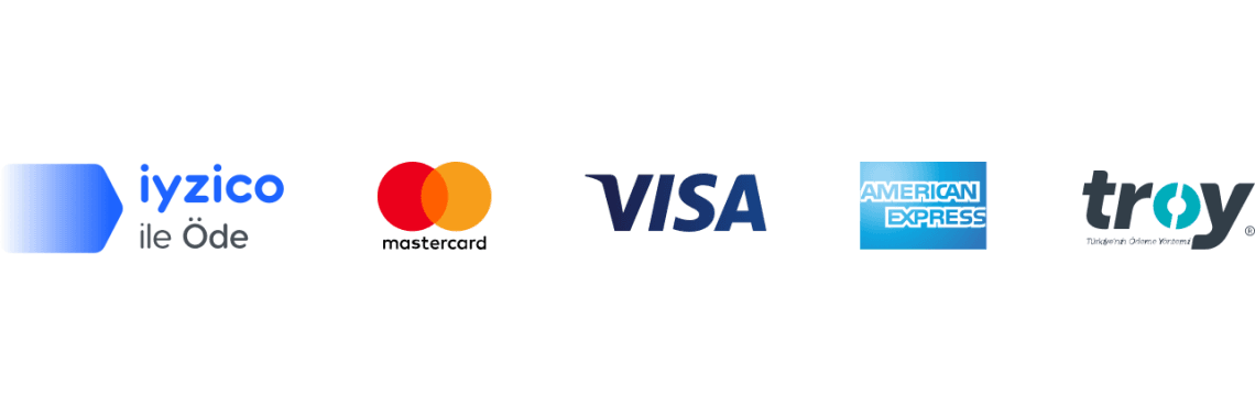 İyzico ile Güvenli Ödeme - Visa, Mastercard, American Express, Troy